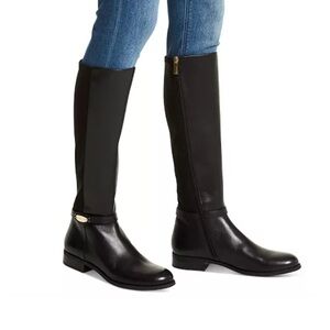 Michael Kors Finley Leather Wide-Calf Riding Boots Size 7